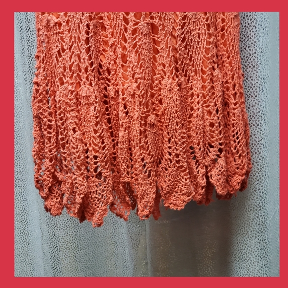 Amazing Tangerine Crochet Midi Skirt - Picture 6 of 8